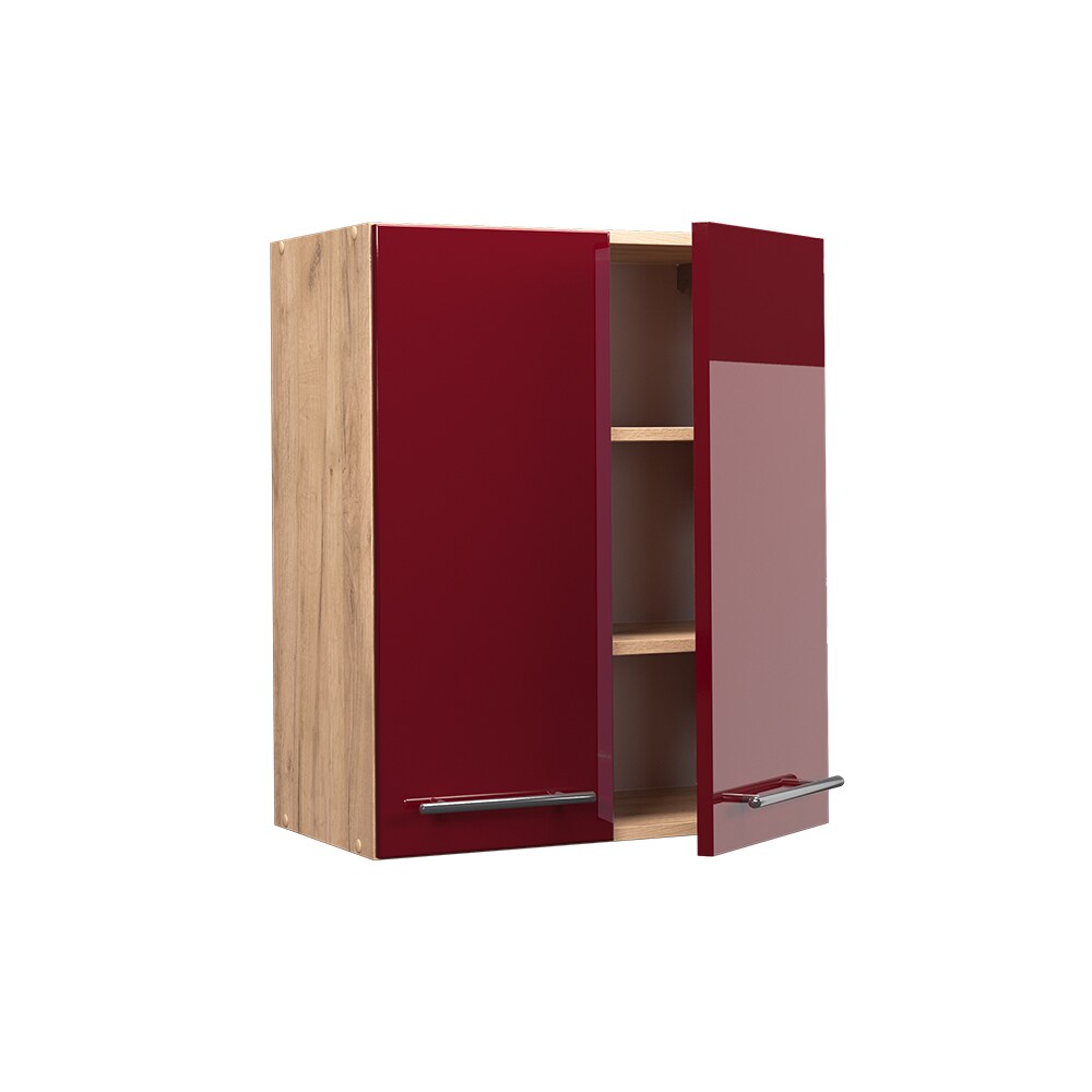 Vicco Hängeschrank Küchenschrank Küchenmöbel Fame-Line Eiche Rot Bordeaux modern 60 cm Küche Einbauküche Hängeschrank Drehtür Einlegeboden Küchenzeile Hochglanz