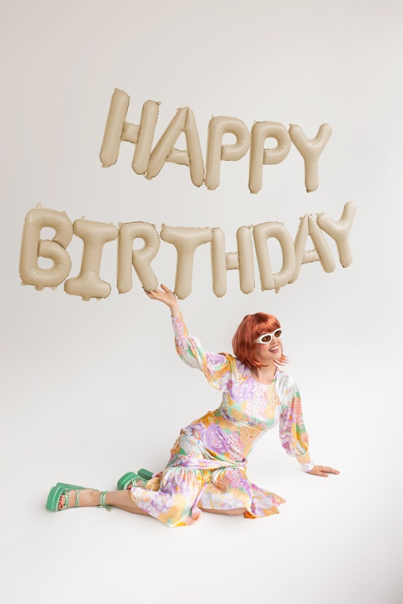 Happy Birthday Letter Ballon Beige 3,4m