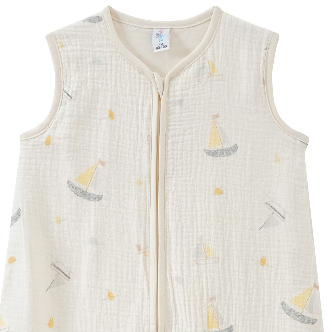 Topomini Baby Musselin-Schlafsack mit Segelbooten creme