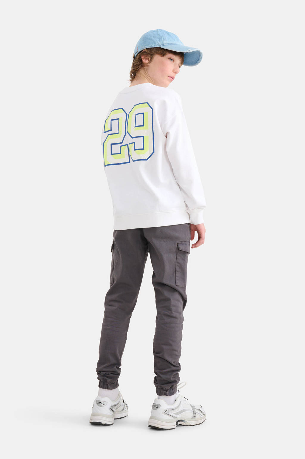 Shoeby tapered fit cargobroek grijs