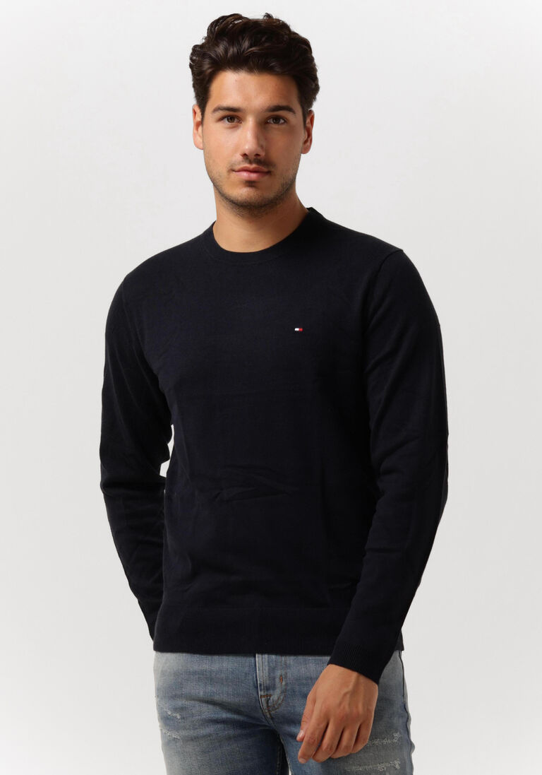 TOMMY HILFIGER blauwe tommy hilfiger trui core cotton-silk cneck