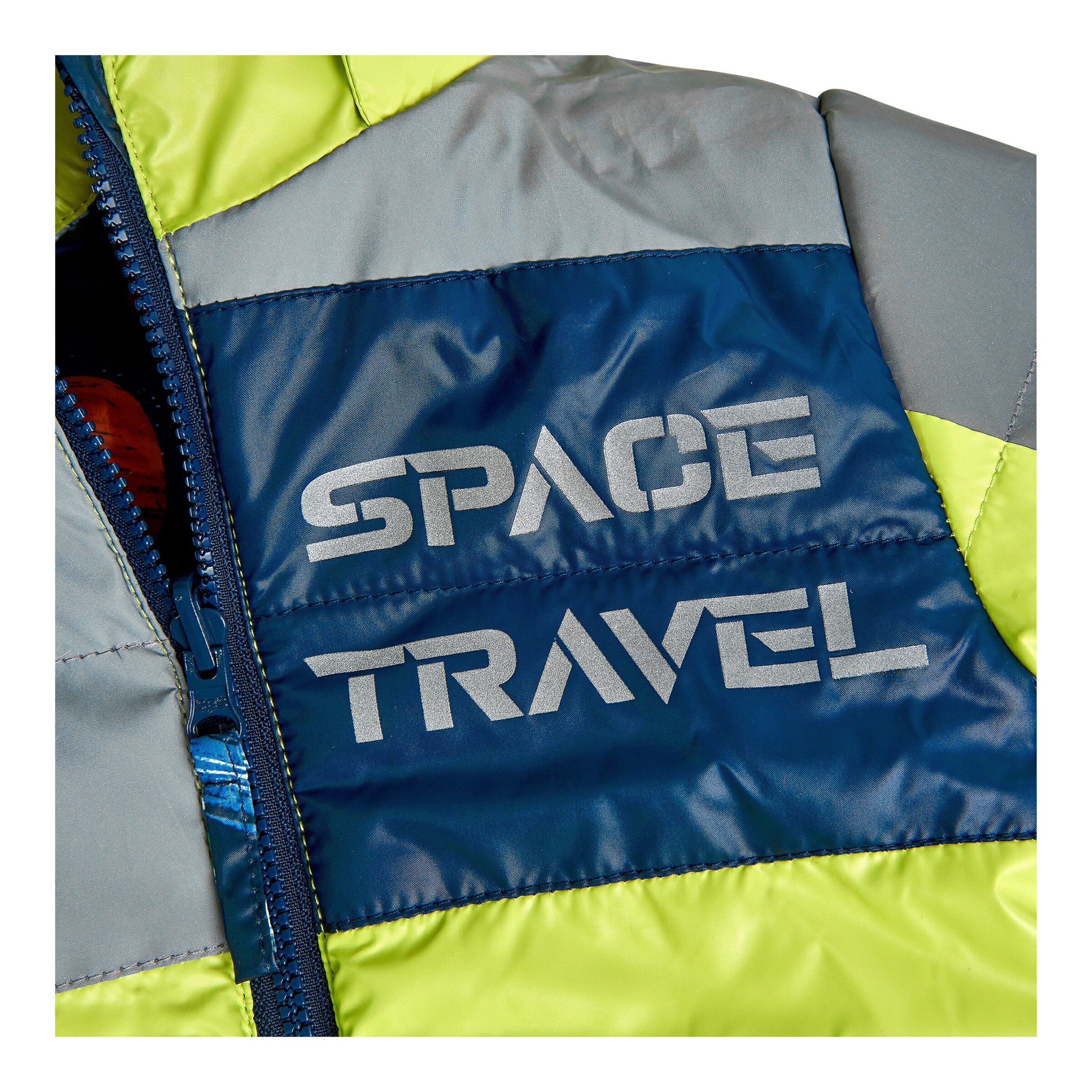 BOBOLI Wende-Winterjacke Planeten neongrün/marine