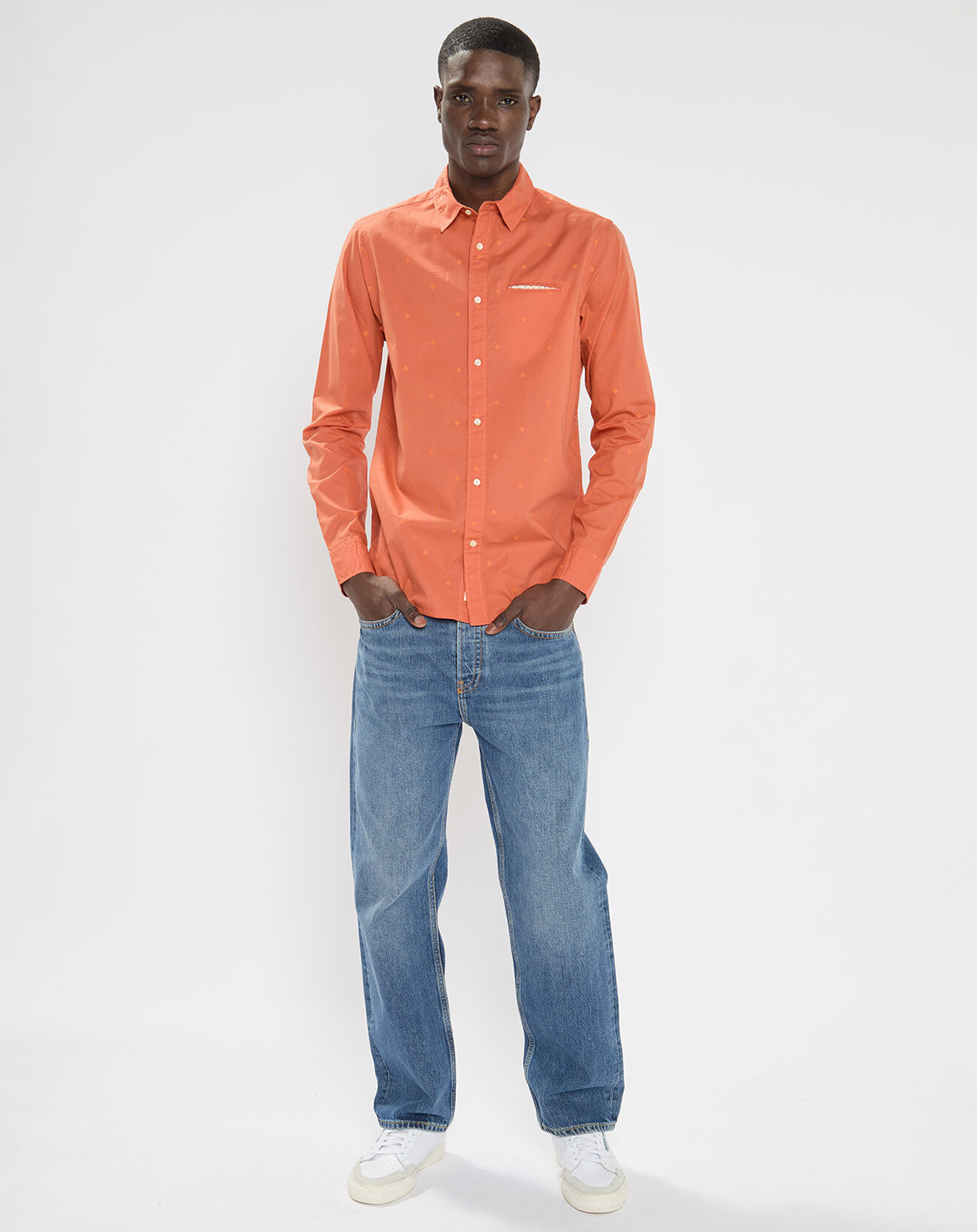 Scotch & Soda Chemise Regular Fit Pocket imprimée orange clair