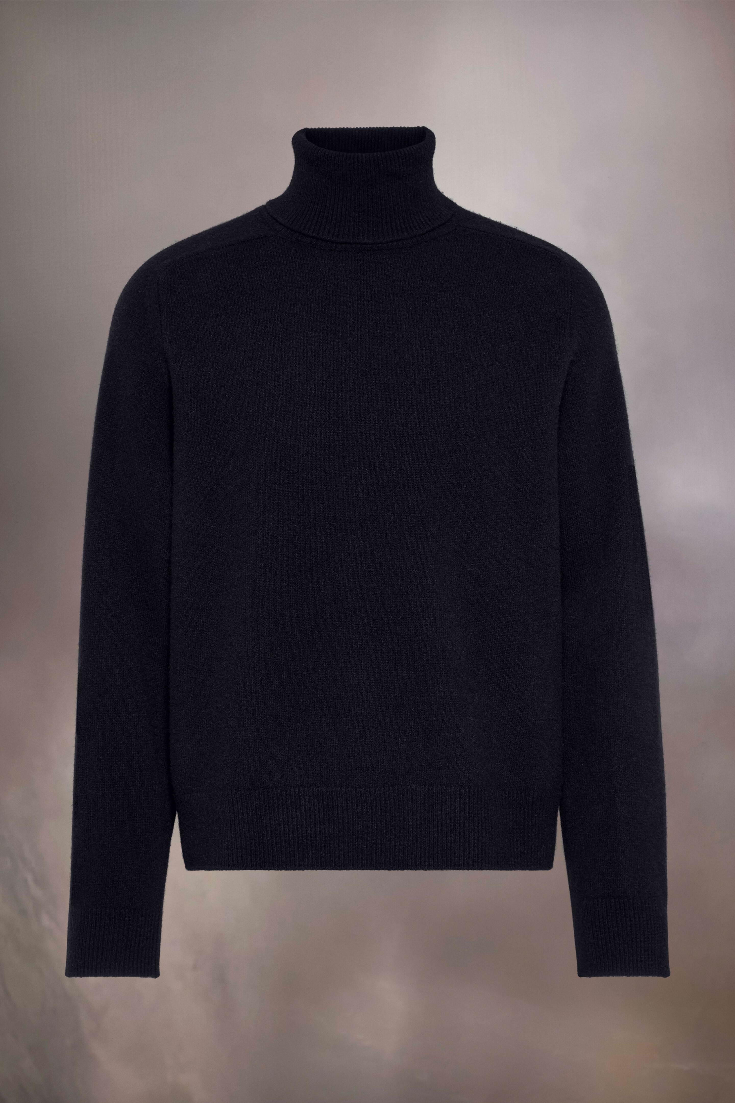 Pull à col roulé en laine d'agneau lavée Bleu Navy