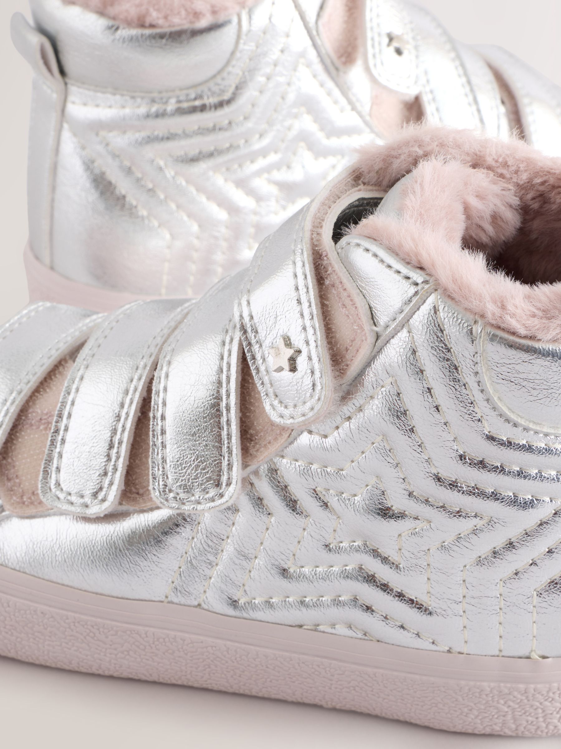 Zilver - Touch and Close Fastening High Top Trainers