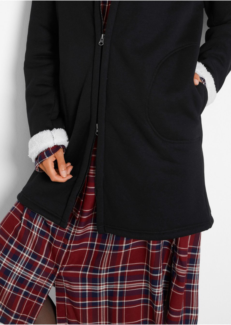 Veste sweat avec maille peluche