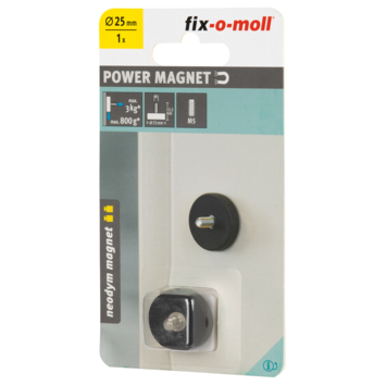 Magneet Neodymium schroefdraadbout met rubber zwart 25mm