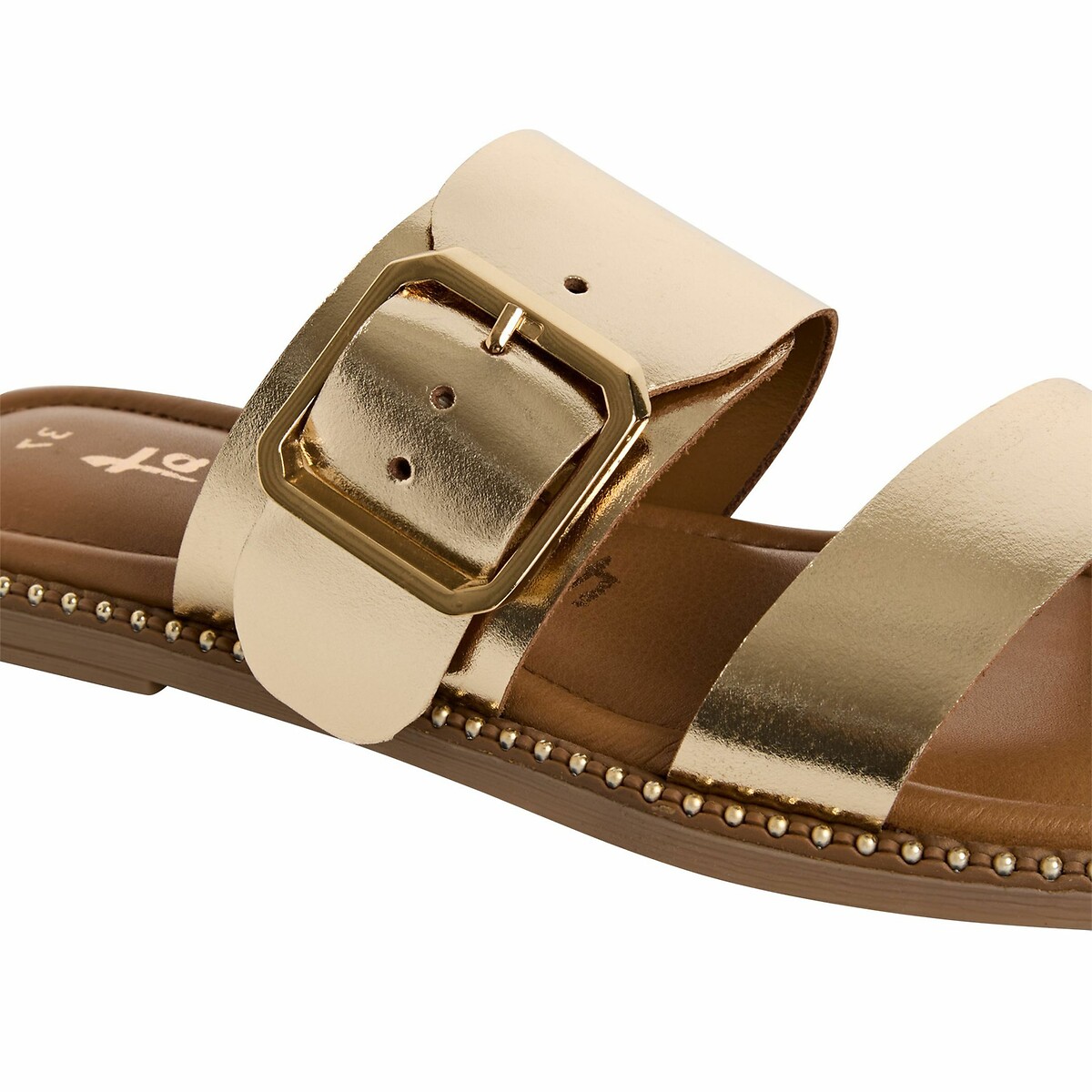 TAMARIS<br>Mules de couro planas