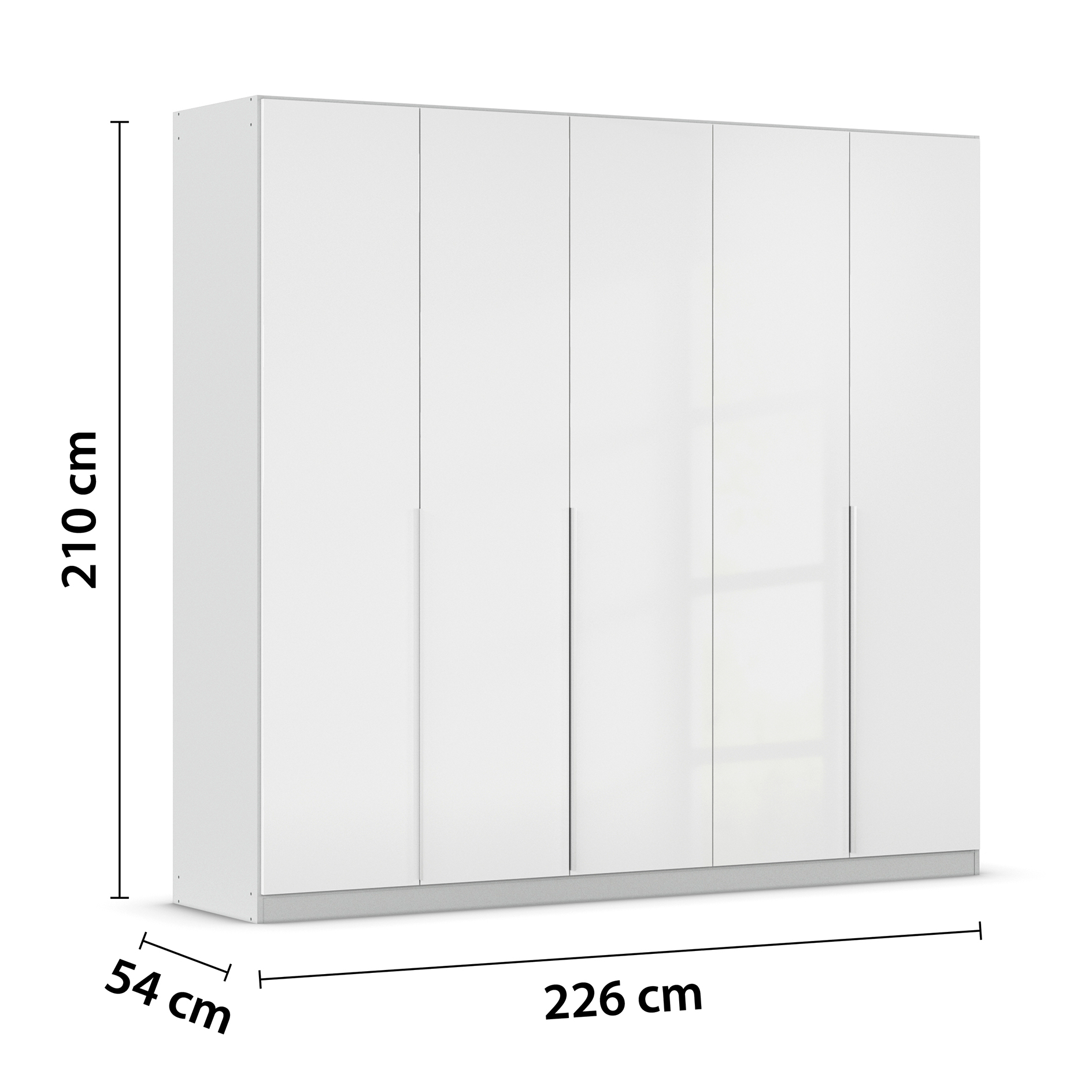 Drehtürenschrank - weiß Hochglanz-seidengrau - 5-türig - 226x210 cm