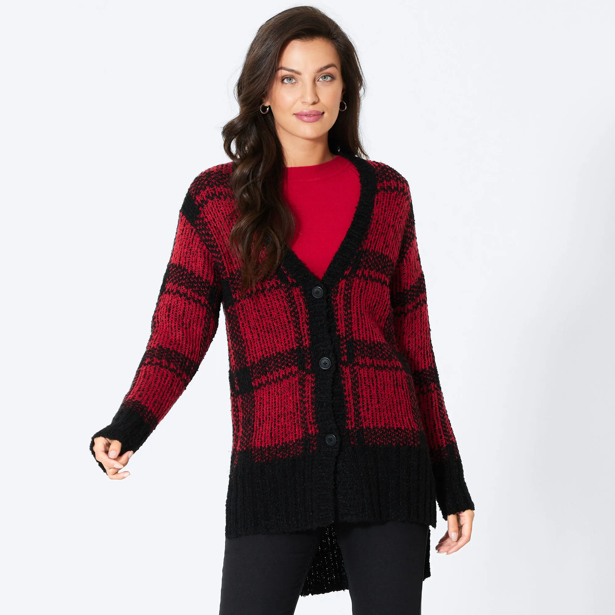 Damen-Strickjacke mit Karomuster