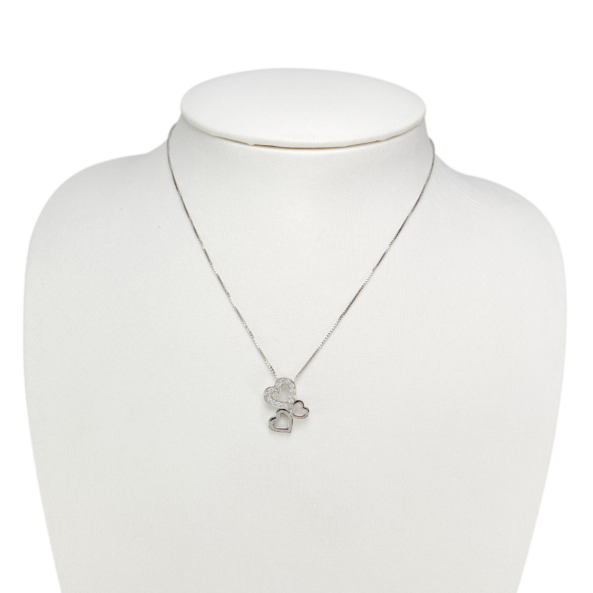 Collier d'occasion or 375 blanc zirconias 38 cm
