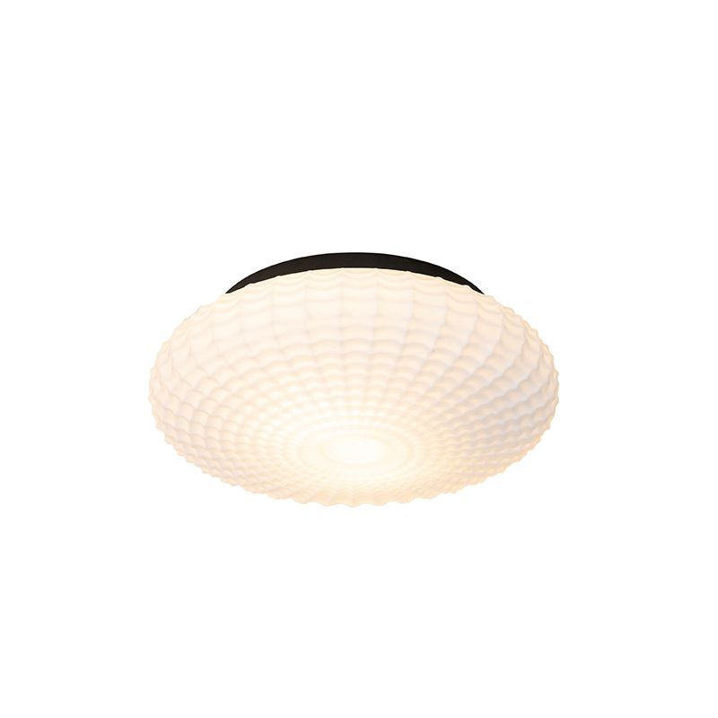 Klassieke plafondlamp zwart met opaal glas 35 cm IP44 - Nohmi