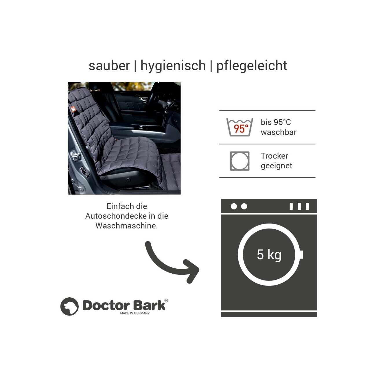 Doctor Bark Beifahrerautodecke grau