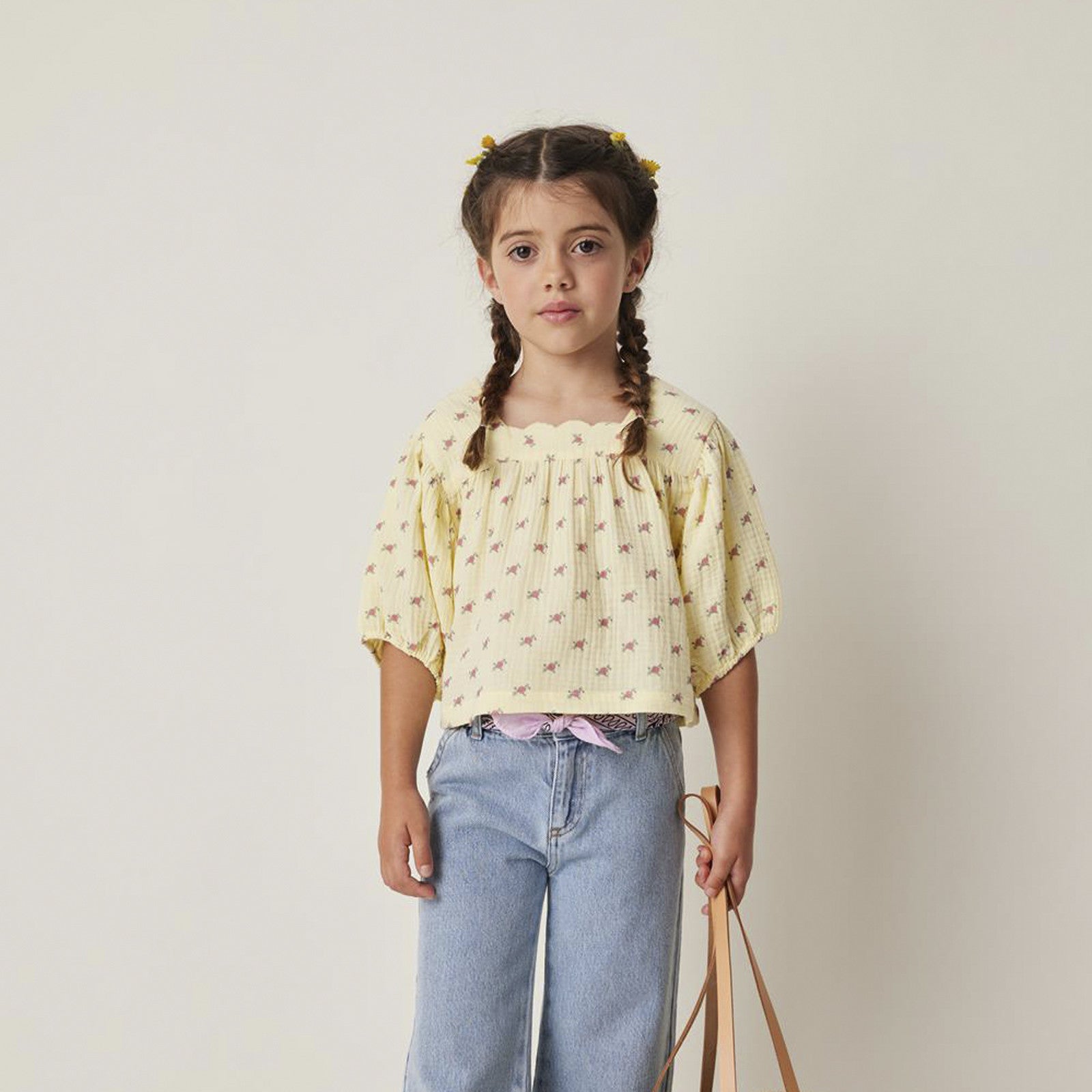 Bluse Flower Print Yellow