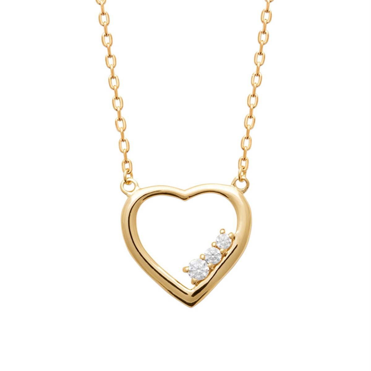 Collier coeur de petits oxydes de zirconium Plaqué OR 750 3 microns