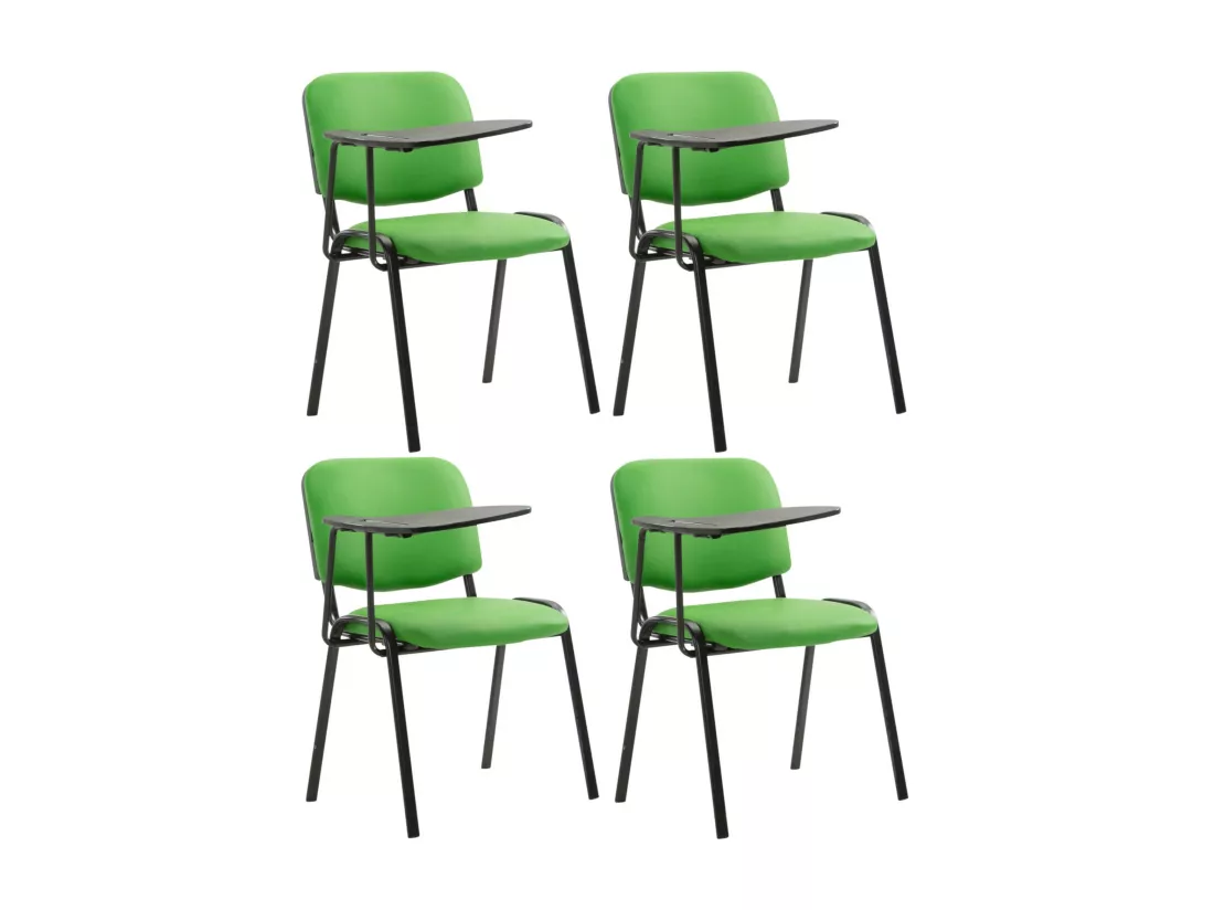 Lot de 4 Chaise de conférence - Similicuir & Métal noir mat - Vert - Ken mit Klapptisch