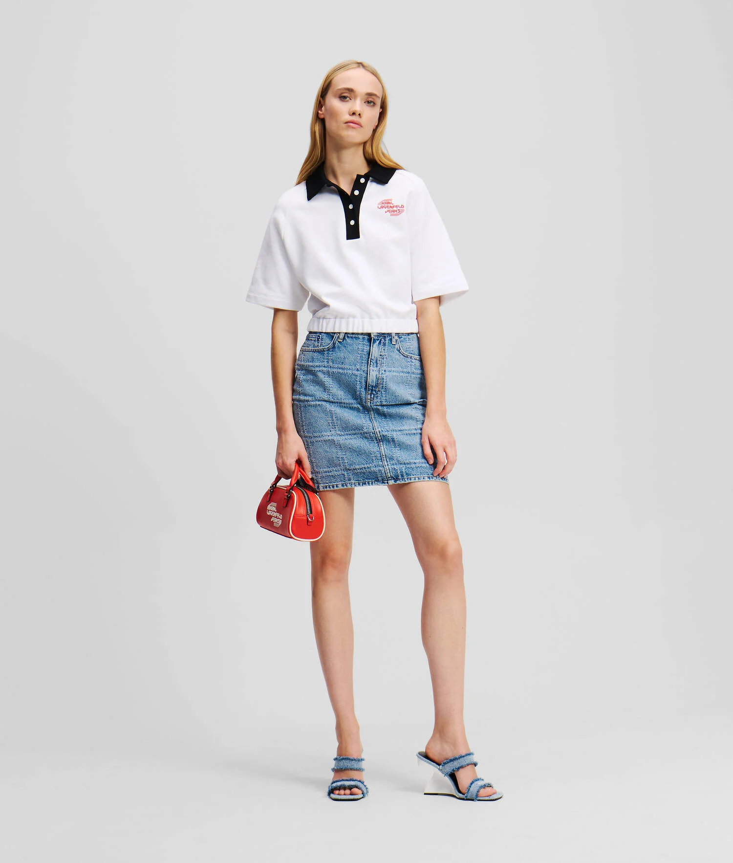 JUPE EN DENIM PATCHWORK - Bleu patchwork