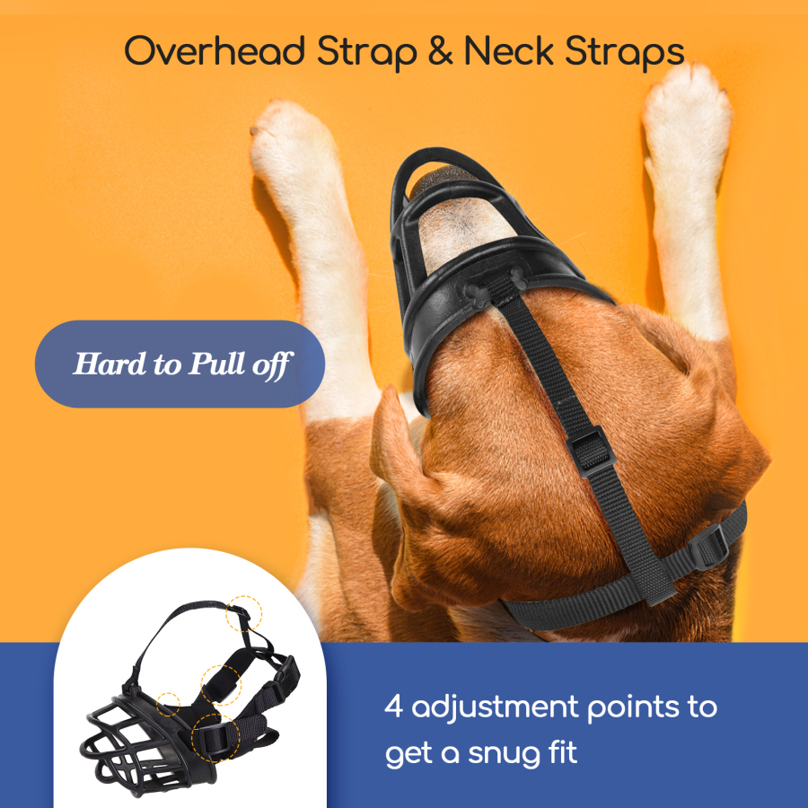 Focinheira Nobleza para cães, previne mordidas, mastigação e latidos, permite que o cão beba água e respire ofegante, adequada para cães de pequeno, médio e grande porte, com alças ajustáveis (M, preta)