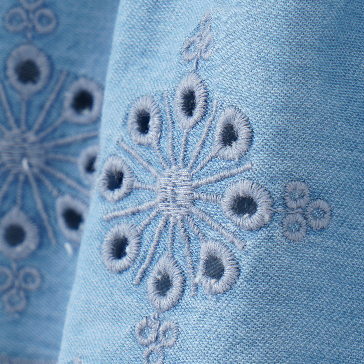 Topomini Baby Jeansbluse mit Lochstickerei blau