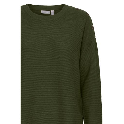 Fransa Langærmet Striktrøje, Rifle Green Melange, S