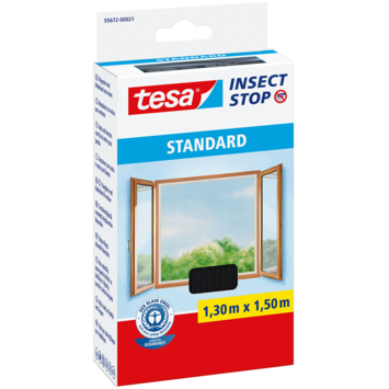 tesa Insect Stop raamhor met klittenband Standard 130x150 cm antraciet