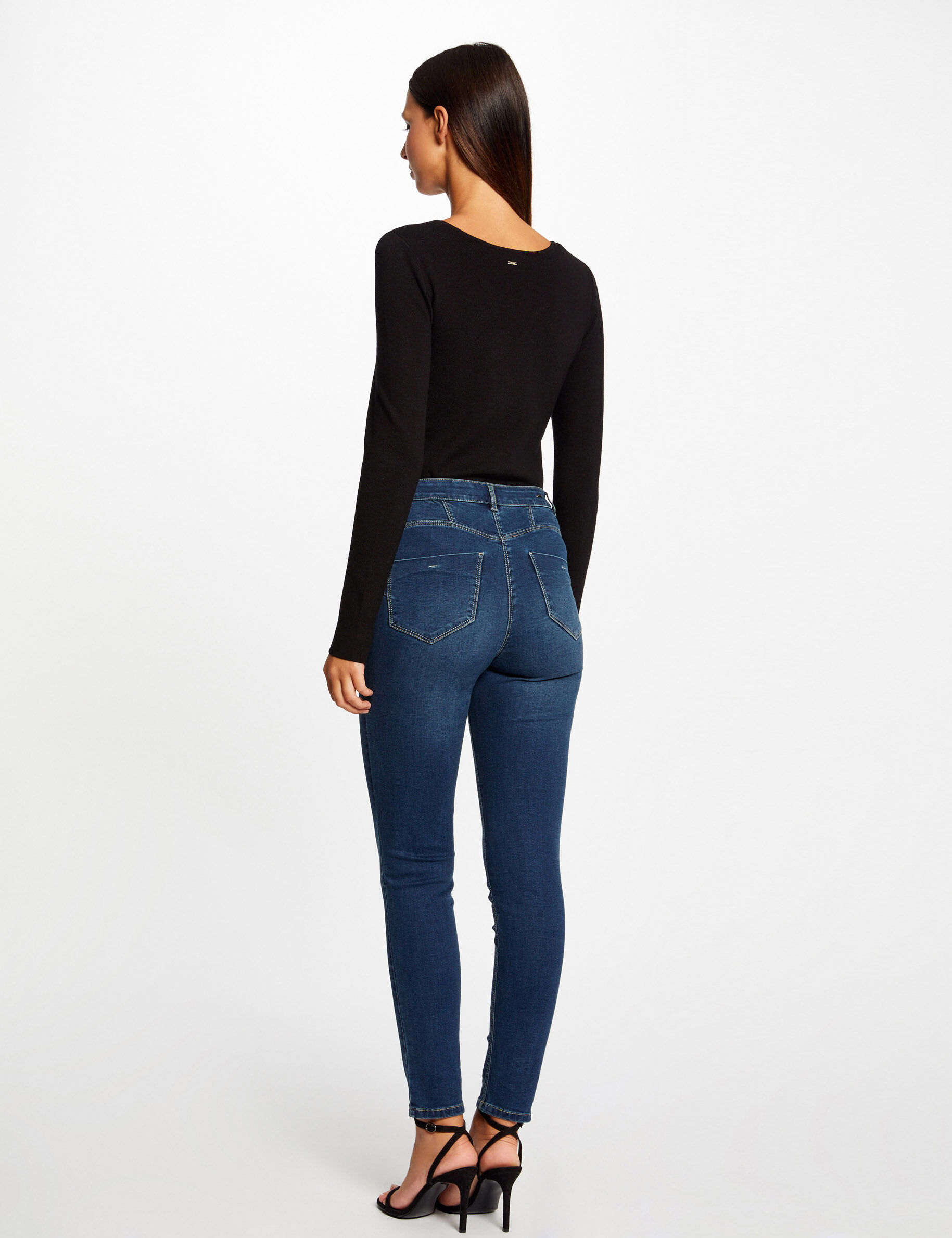 Pull manches longues avec ouvertures noir femme - noir