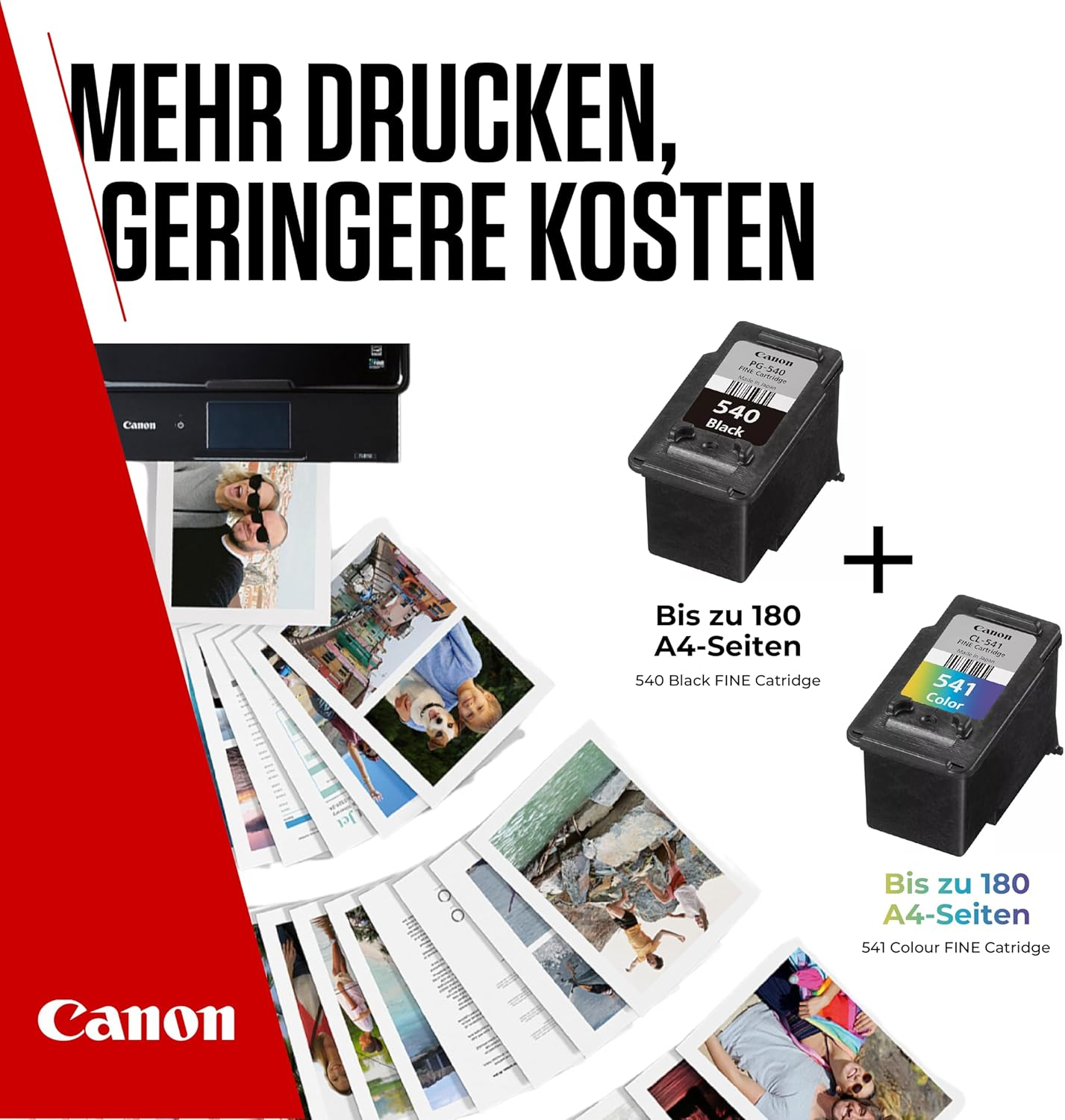 PG-540/CL-541 Vorteilspack Value Pack Druckerpatrone mit 50 Blatt (10x15cm) glossy photo paper (180 Seiten) (5225B013) - Schwarz / Farbe
