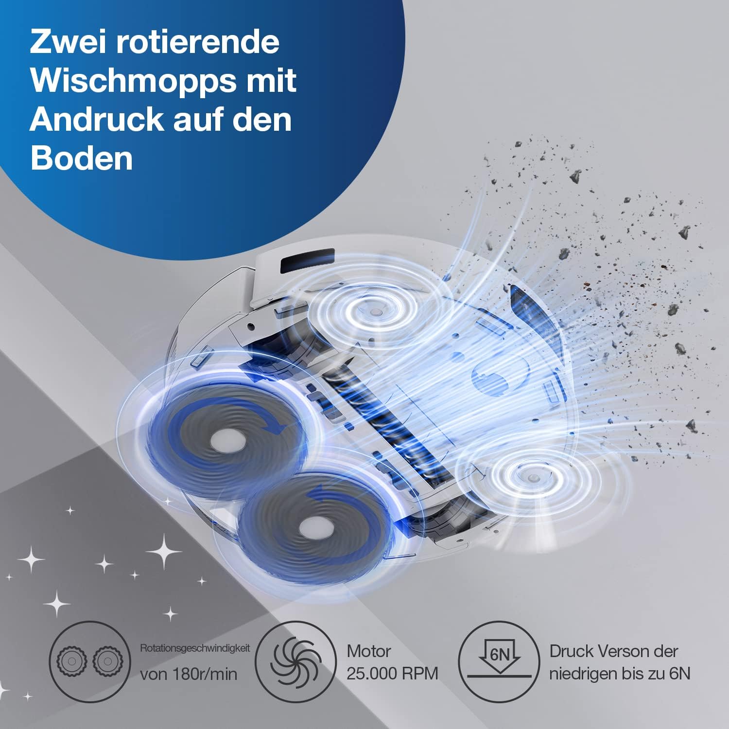 ECOVACS DEEBOT T20 Omni 6000Pa Saugroboter, Auto-Mopp-Hebefunktion, Heißwasser-Mopp-Wäsche und Mopp-Trocknung, selbstentleerend, rotierende Wischpads