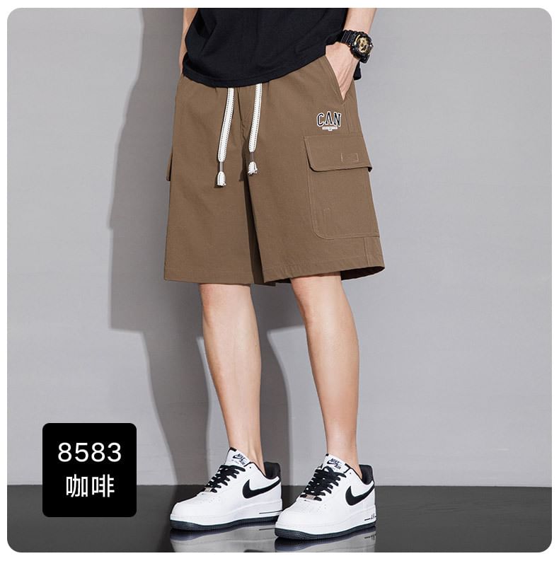 Lefitt - Cargoshorts met trekkoord in de taille en wijde pijpen