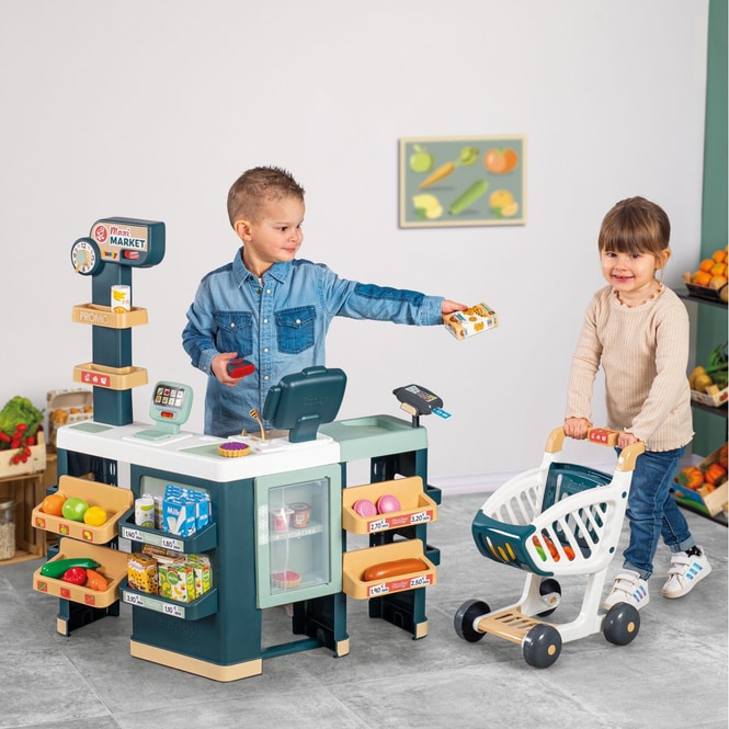 Maxi Supermarkt - mit Einkaufswagen und Zubehör