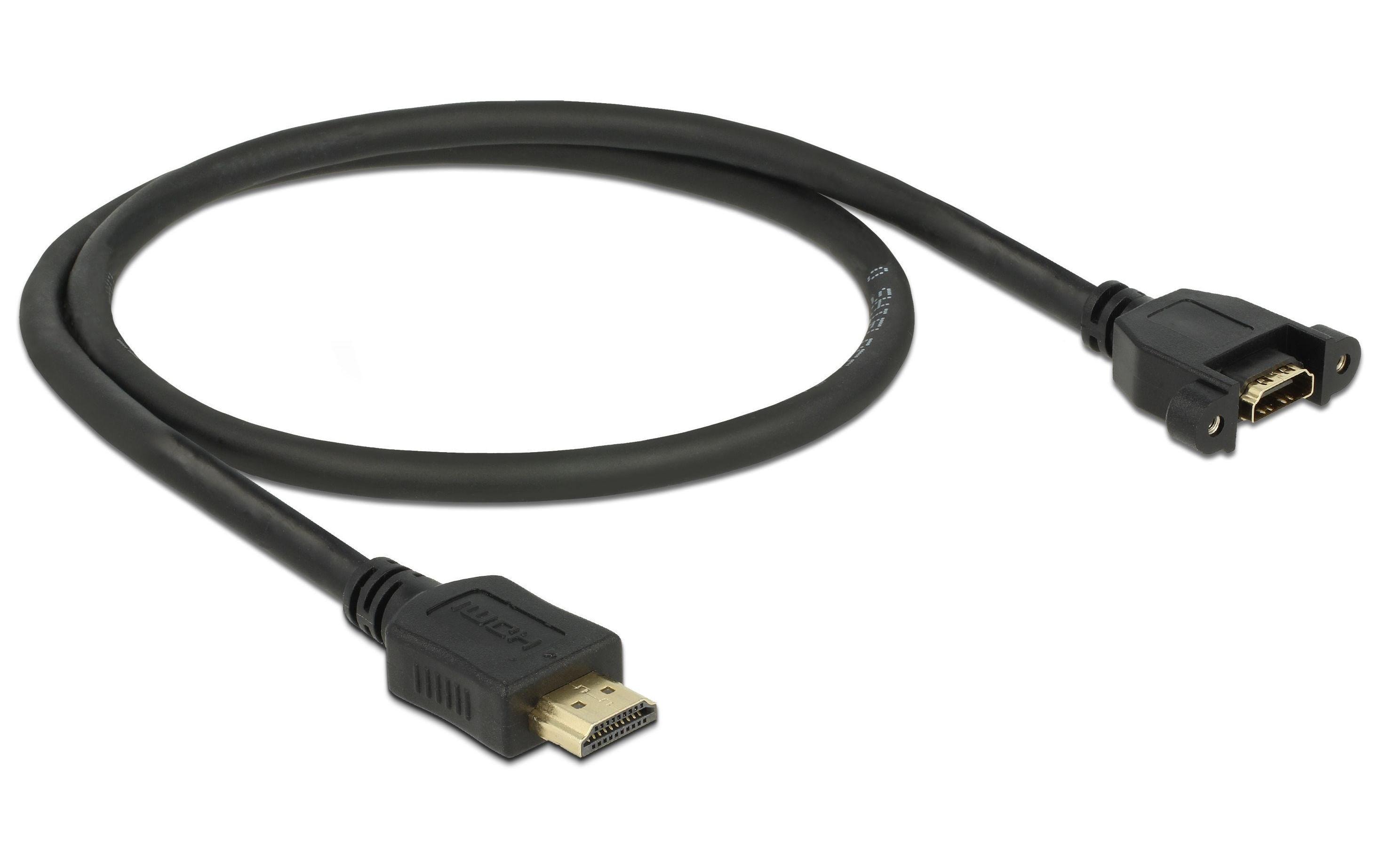 Kabel HDMI – HDMI, 0.5m 4K/30Hz, zum Einbau, verschraubbarDelock Kabel HDMI-A Stecker zu HDMI-A Buchse zum Einbau 4K 30 Hz 0.5 m