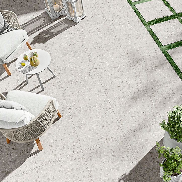 Carrelage sol et mur extérieur ivoire GeoTech 60 x 60 cm