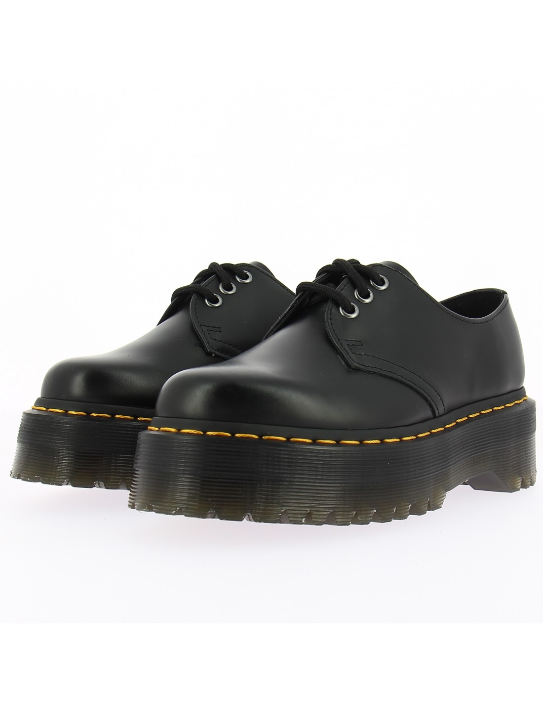 dr martens mocassins compensées femme 1461 quad cuir polished smooth noir