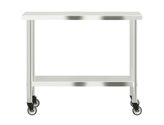VIDAXL - Mobilier de cuisine Table de travail de cuisine avec roues 110x55x85 cm inox