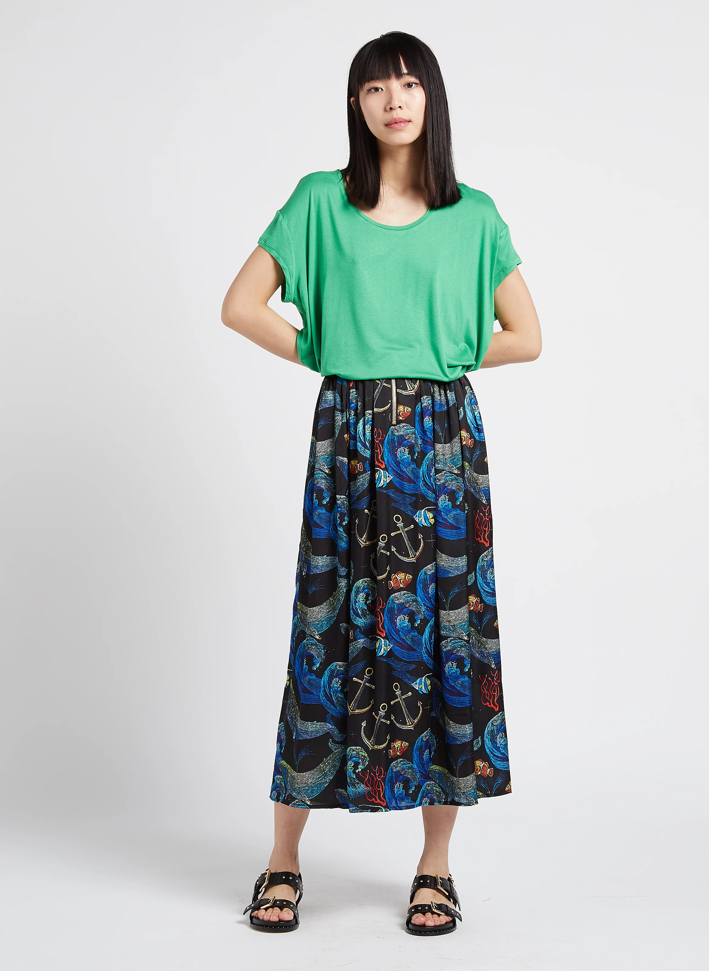 MARLOW - Tee-shirt col rond ample | Vert