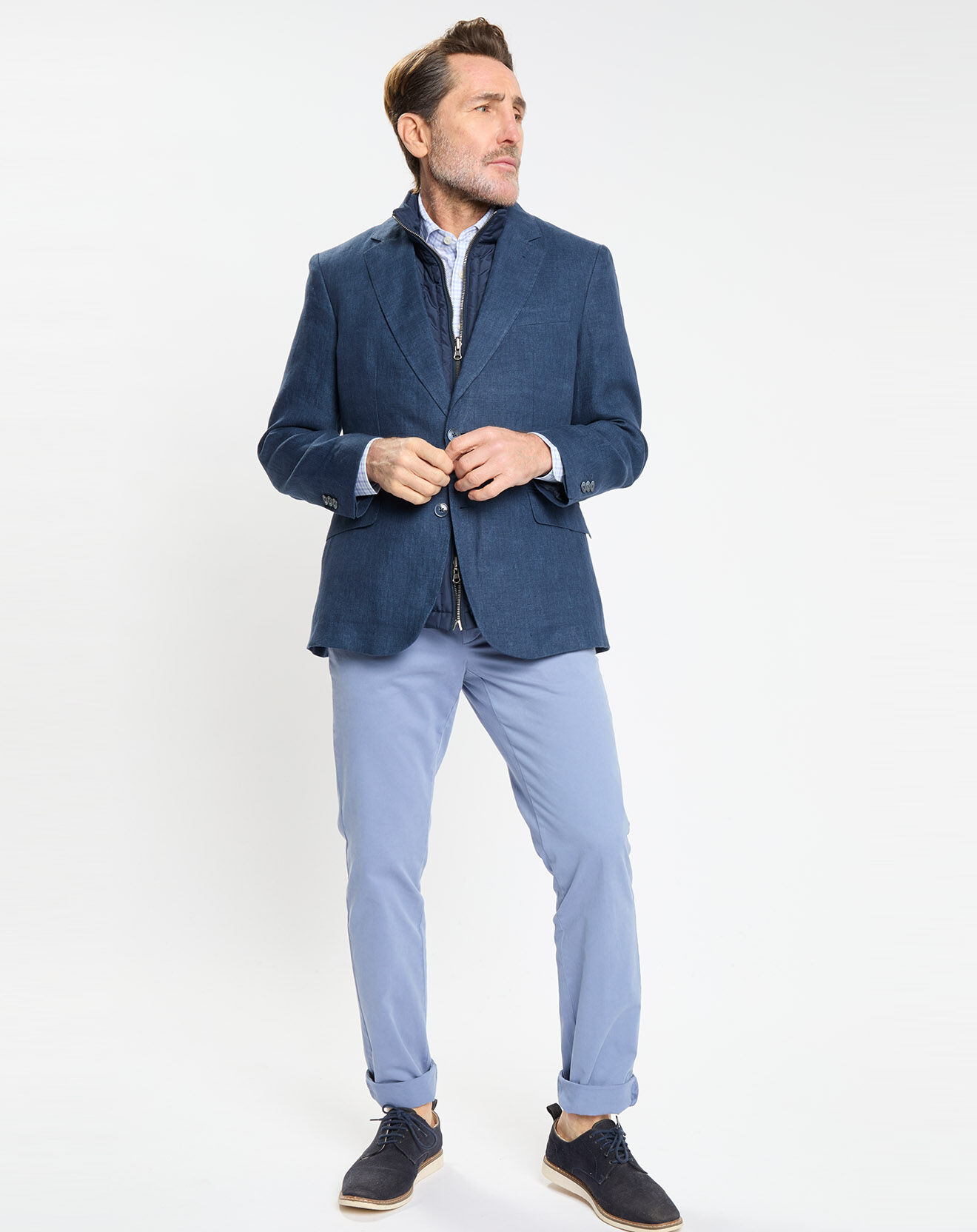Hackett London Veste 100% Lin bleu foncé