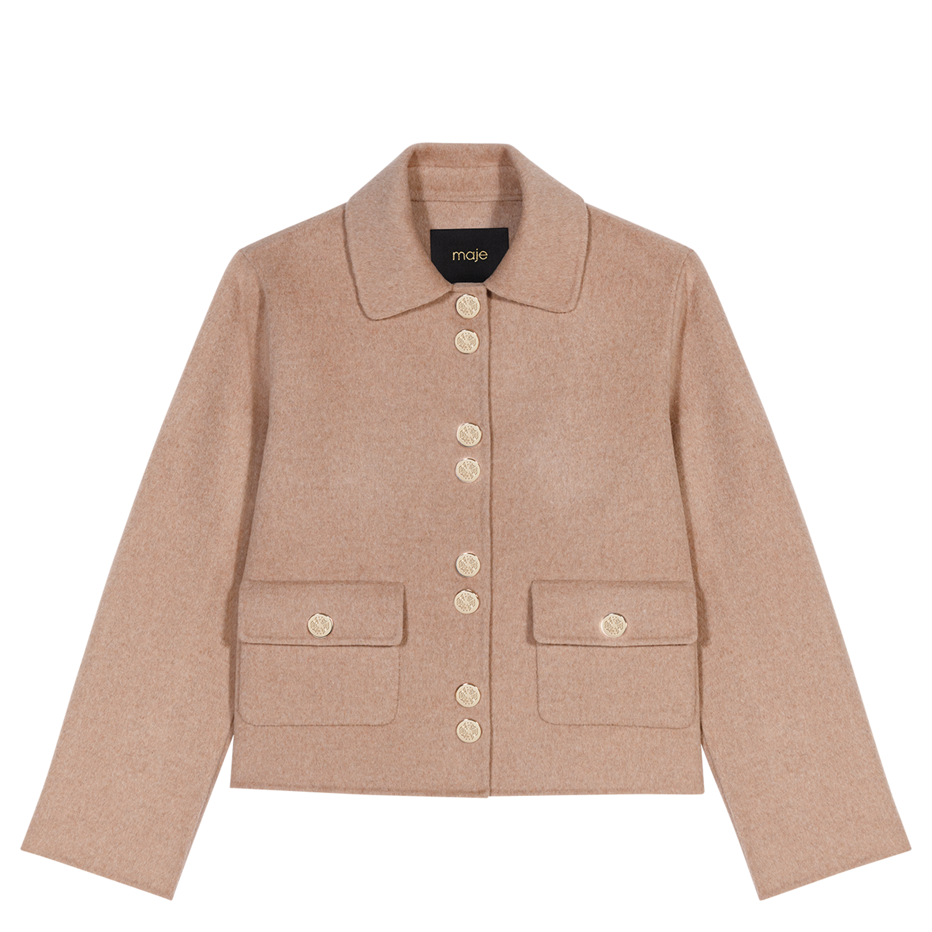 Veste col classique en laine mélangée | Beige