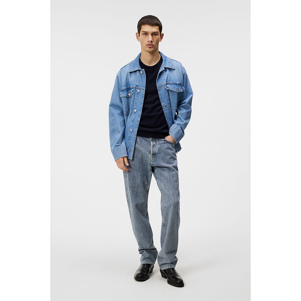 Lyle Merino Crew Neck Genser Herre Navy