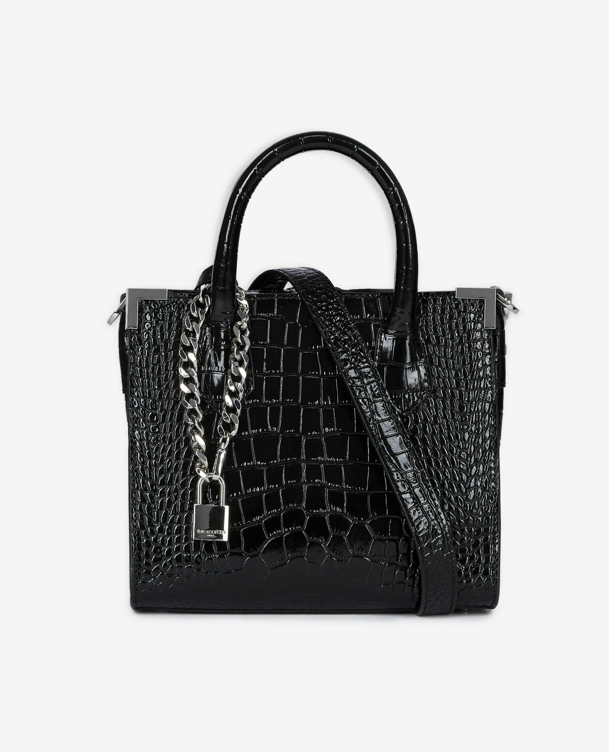 Sac Ming M en cuir effet crocodile noir