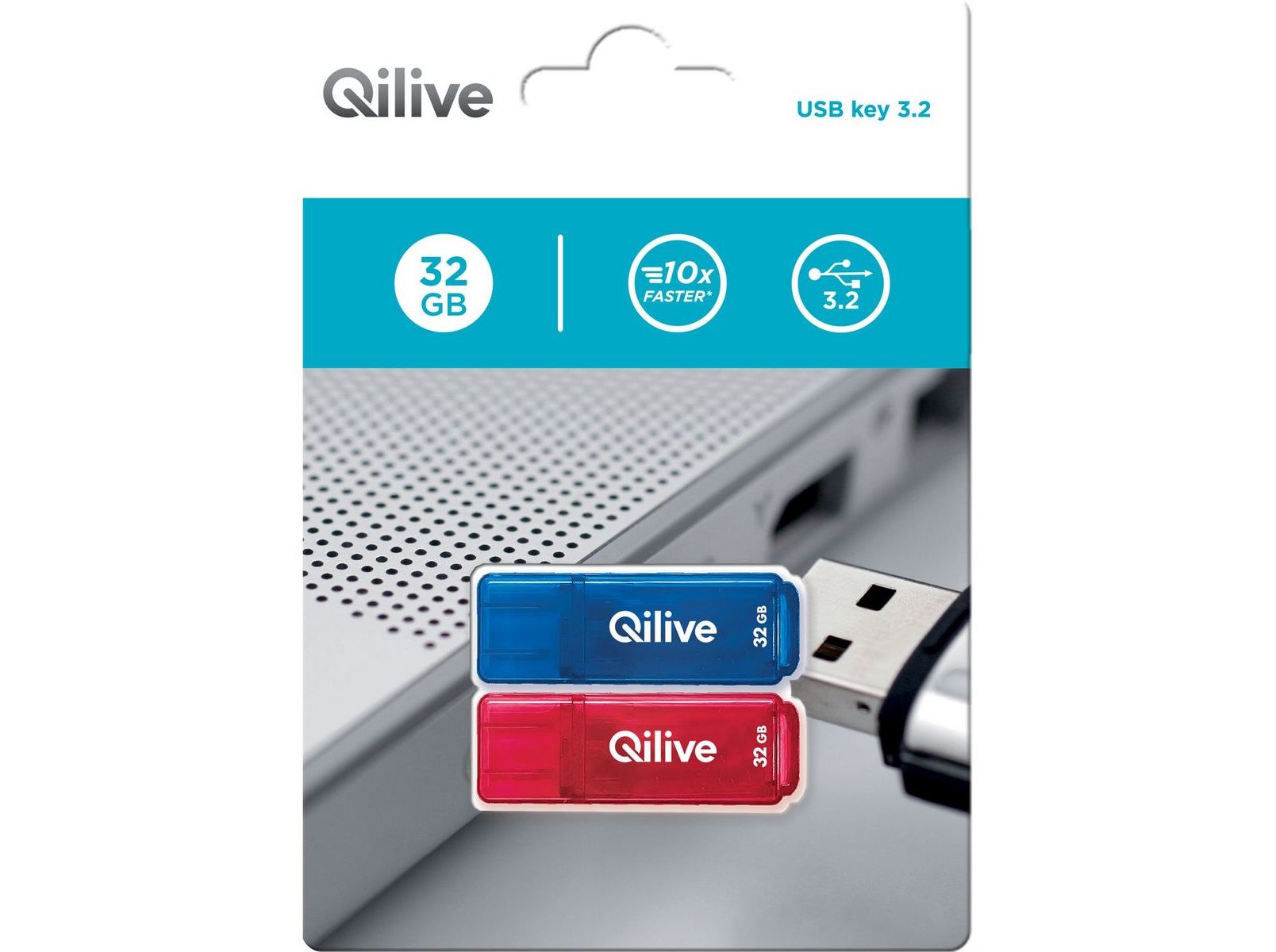 MEMÓRIAS USB QILIVE A309862 PACK 2 UNIDADES 3.0 32GB