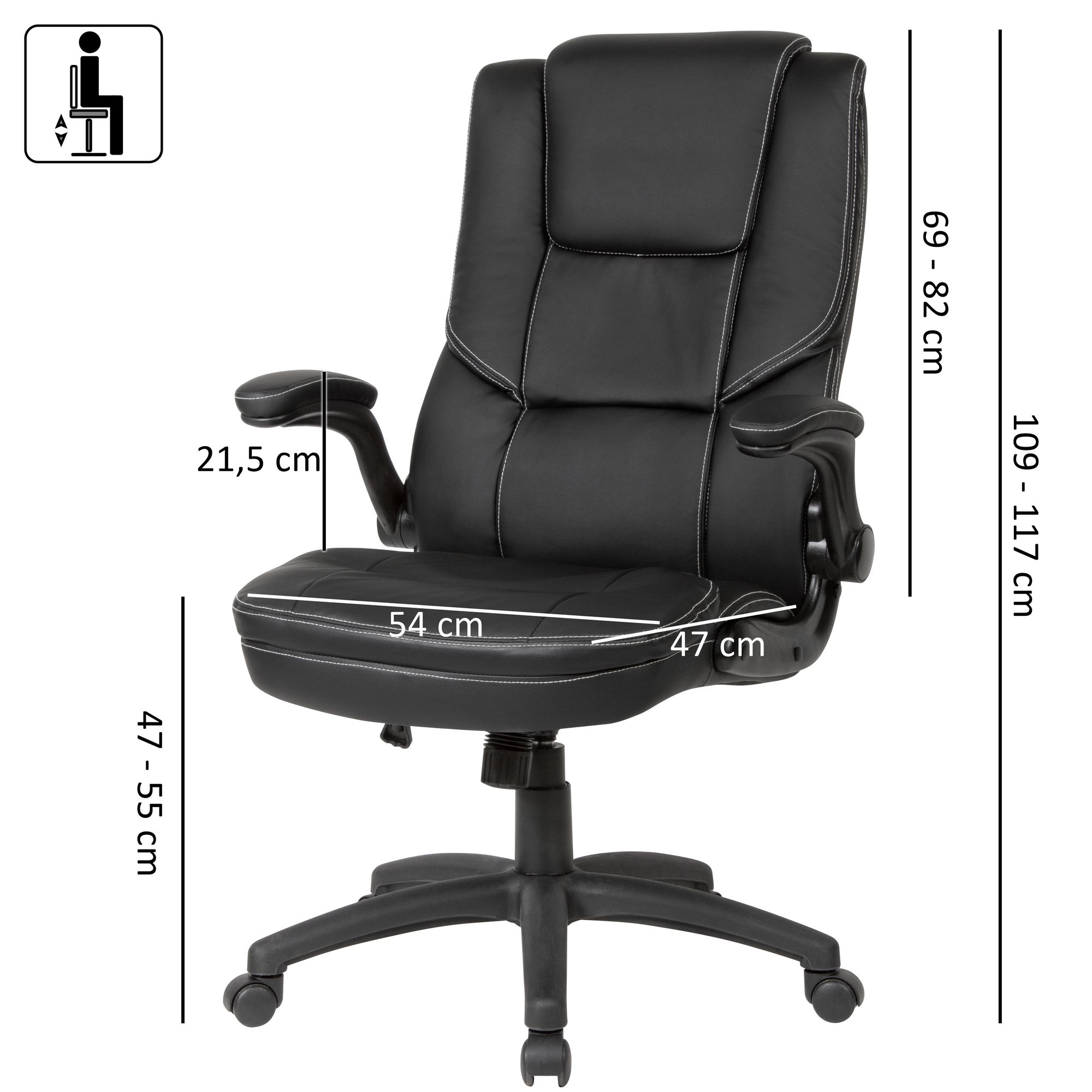 Bürostuhl FineBuy Drehstuhl Kunstleder Schwarz Büro Schreibtischstuhl 120 kg
