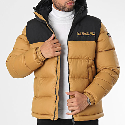 Doudoune Capuche Hornelen A4GLL Camel Noir