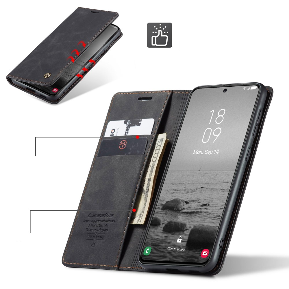 Samsung Galaxy S23 5G Leder Tasche Flip Wallet Etui mit Kartenfächern - Schwarz
