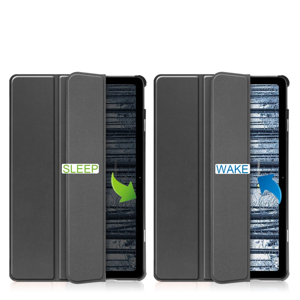 Nokia T21 Leder Tasche Smart Cover Hülle - Schwarz