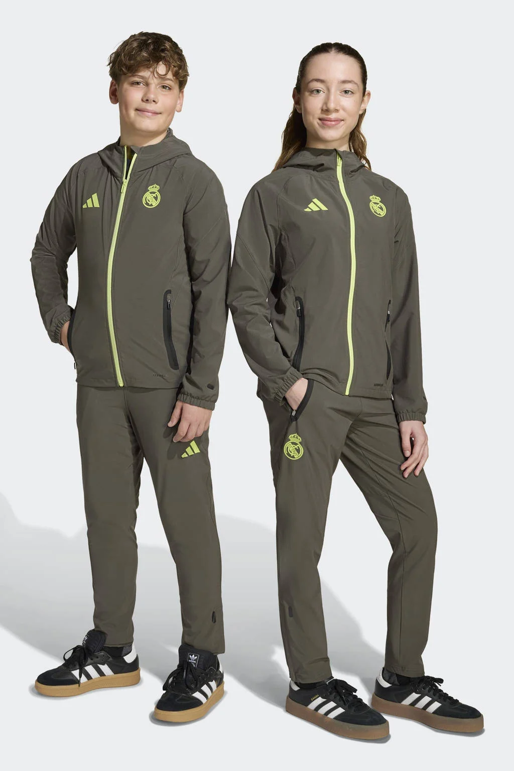 adidas Performance junior Real Madrid voetbalbroek olijfgroen/geel