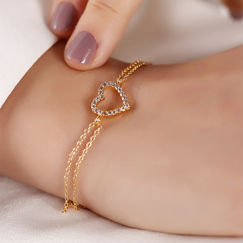Bracelet - Laiton plaqué or & zircons