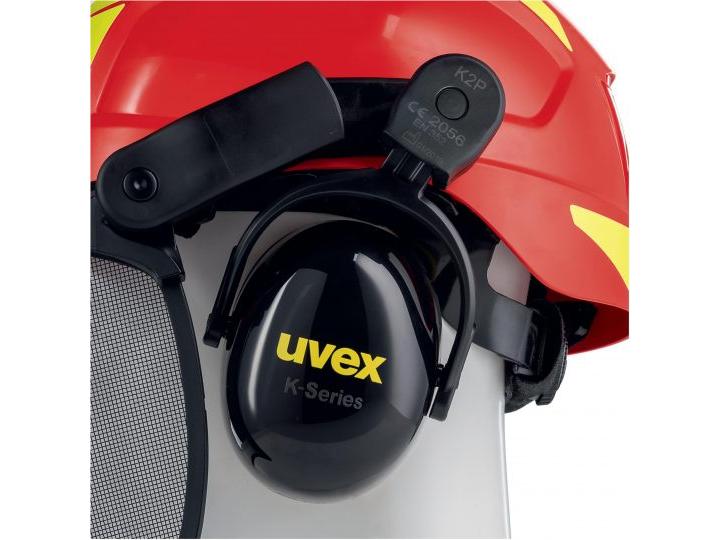 uvex Schutzhelm Pheos Forestry, Rot Forsthelm Komplettset