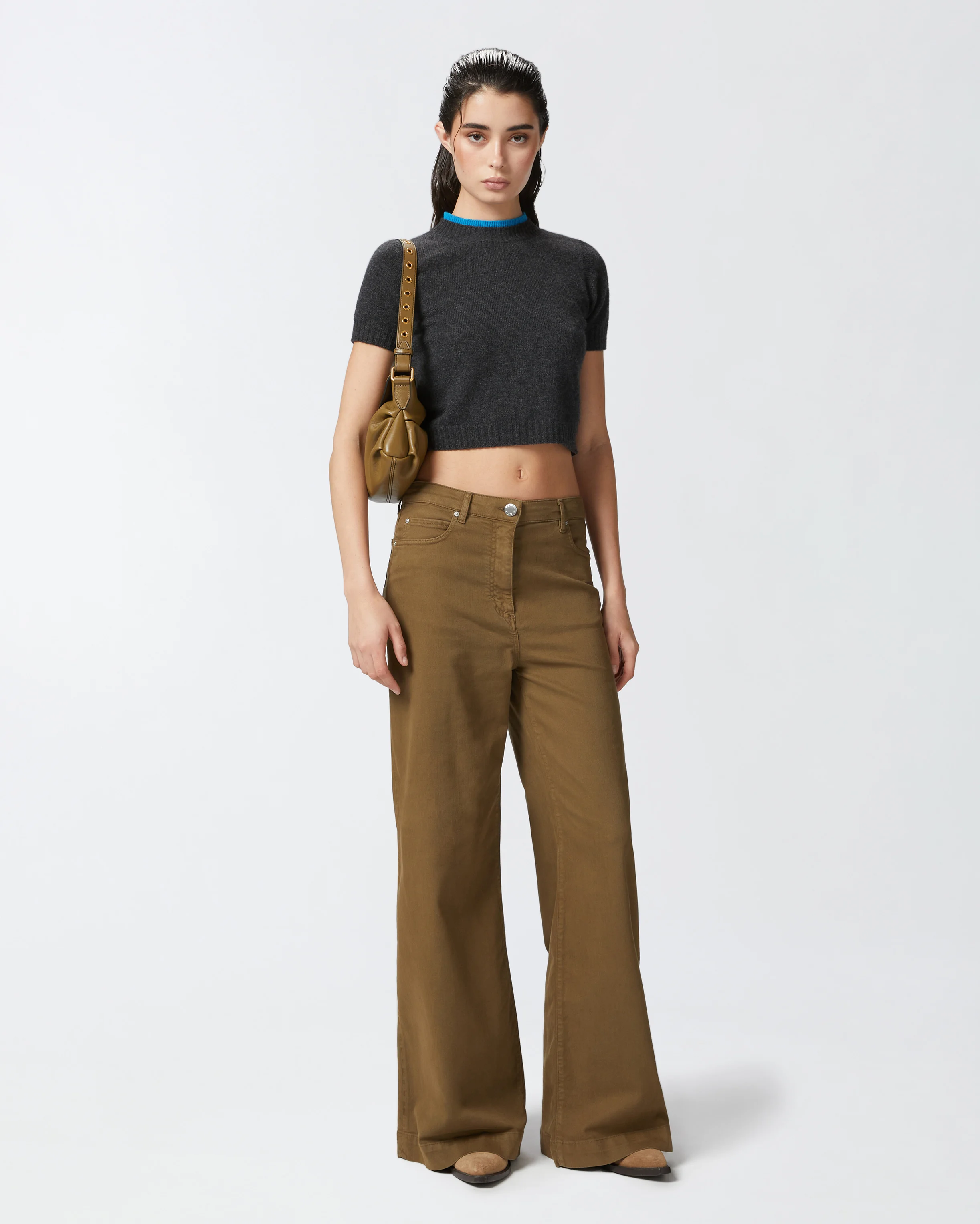 Pantalon wide leg | Vert