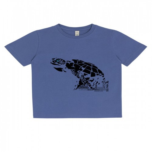 Camiseta com estampa de totem animal para meninos/meninas, tartaruga azul