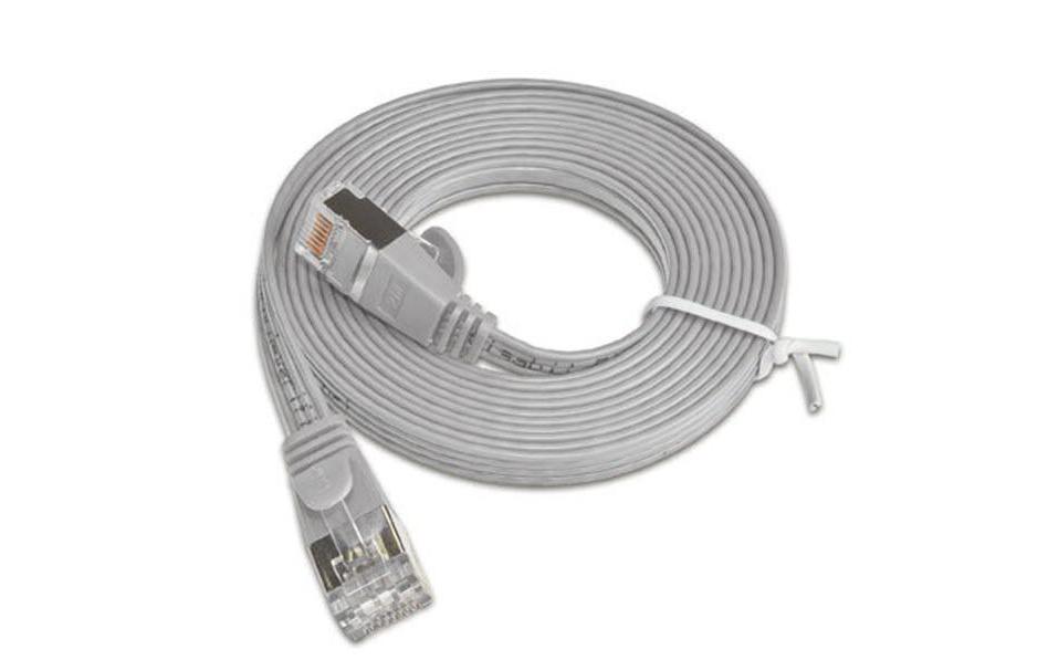 Slimpatchkabel RJ-45 - RJ-45, Cat 6, STP, 0.5 m, GrauGeschirmtes Twisted-Pair-Kabel (STP) mit Klinkenschutz
